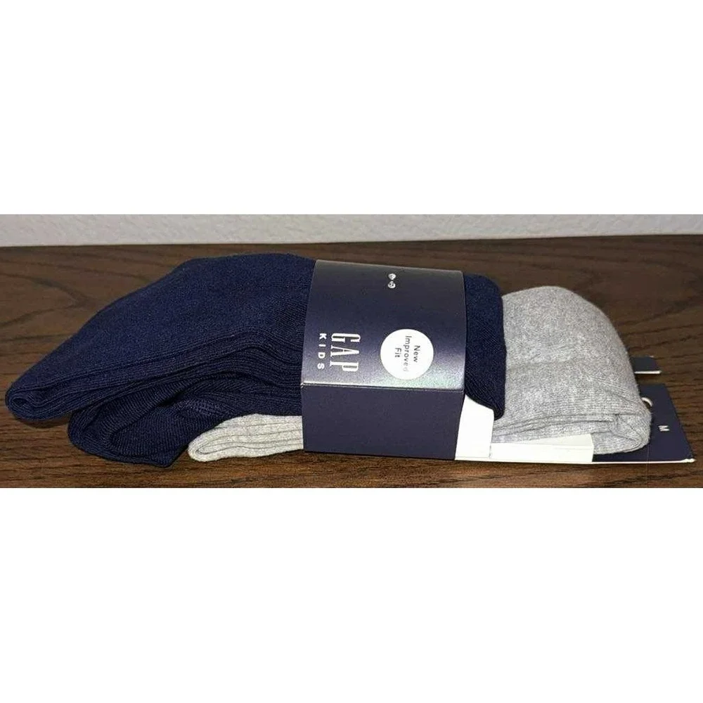 Gap Kids Tights  2 pairs Navy Blue + Gray Medium Organically Grown Cotton 7-10 y